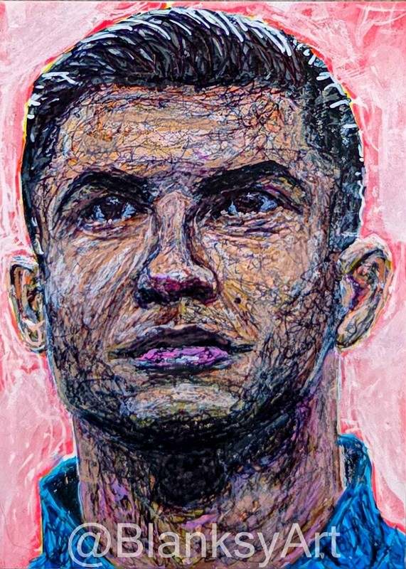 Cristiano Ronaldo Portugal 1/1 AP MASTERPIECE Original Sketch Card Topps BLANKSY view 2