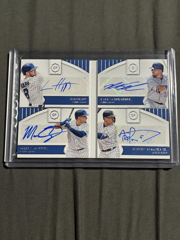 2018 Panini National Treasures Happ Kyle Schwarber Quad Booklet Cubs Auto #/25