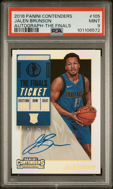 2018 Panini Contenders JALEN BRUNSON The Finals AUTO /49 PSA 9 MINT #105 Knicks