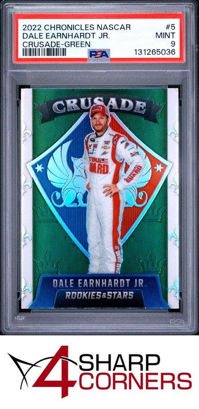 2022 CHRONICLES NASCAR CRUSADE GREEN PRIZM #5 DALE EARNHARDT JR. HOF POP 1 PSA 9