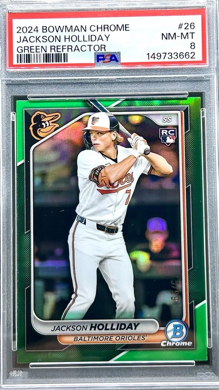 2024 Bowman Chrome - Jackson Holliday #26 Green Mojo Refractor 15 /99 RC Orioles