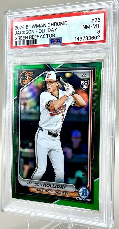 2024 Bowman Chrome - Jackson Holliday #26 Green Mojo Refractor 15 /99 RC Orioles view 2