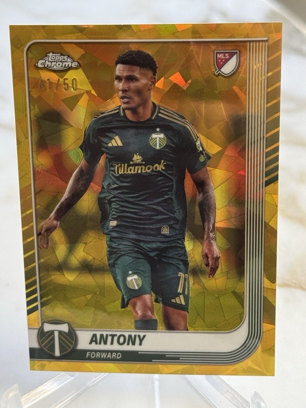 ANTONY 2025-26 TOPPS CHROME MLS SAPPHIRE GOLD REFRACTOR /50 #157