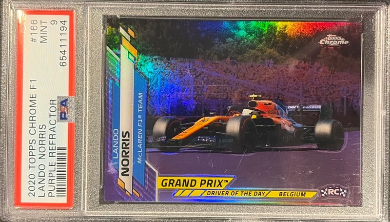 2020 Topps Chrome Formula 1 Lando Norris Purple Refractor /399 PSA 9 #166 F1 RC