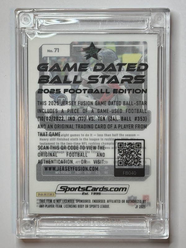 2025 Jersey Fusion Football Edition Derrick Henry Game Used Football 85/112 view 2