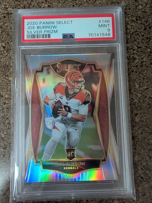 2020 Panini Select Joe Burrow RC Premier Level Silver Prizm PSA 9