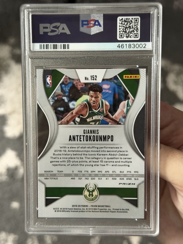 2019-20 Prizm Giannis Antetokounmpo #152 Ruby Wave PSA 10 view 2