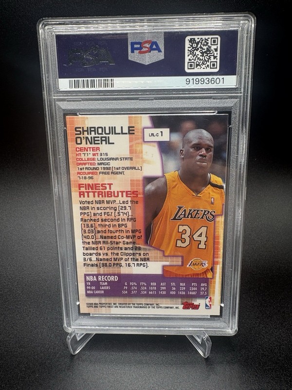 2000-01 Topps Finest - Shaquille O'Neal #1 PSA 10 view 2