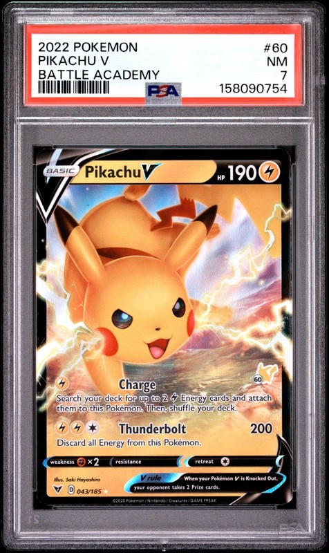 2022 Pokémon Pikachu V 043/185 Battle Academy #60 Stamped PSA 7