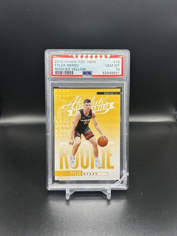 2019-20 Panini Absolute Memorabilia Tyler Herro Rookie Yellow #12 PSA 10 - READ view 1