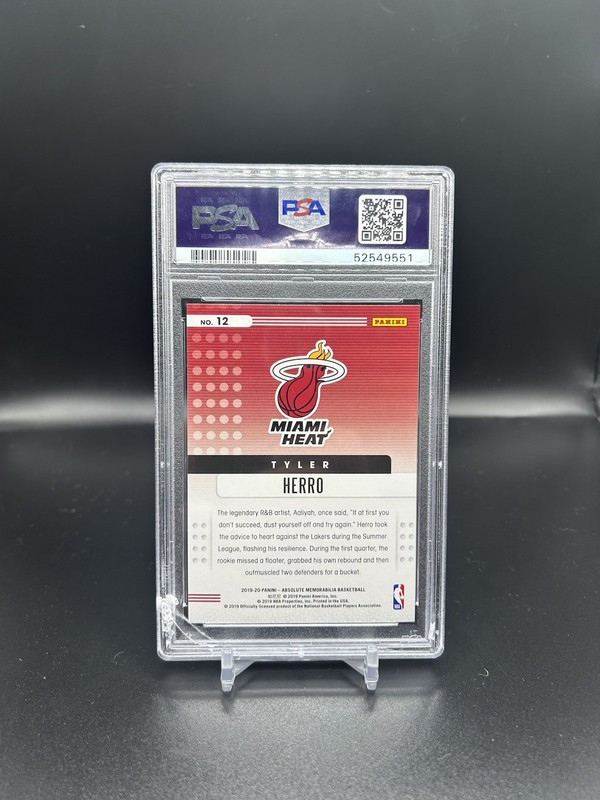 2019-20 Panini Absolute Memorabilia Tyler Herro Rookie Yellow #12 PSA 10 - READ view 2
