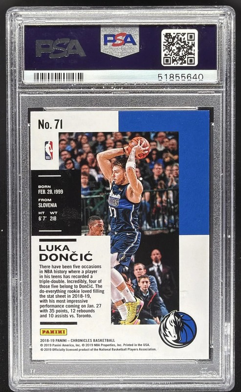 2018-19 Panini Chronicles Luka Doncic #71 RC PSA 10 view 2