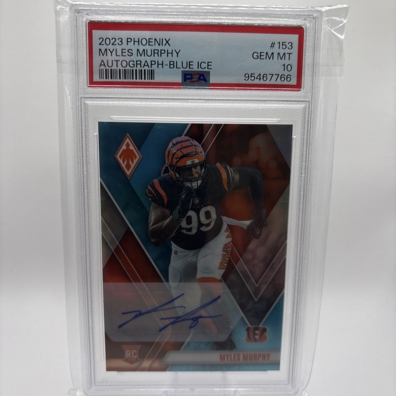 2023 Panini Phoenix Myles Murphy Auto Blue Ice /25 #153 PSA 10 POP 1 view 1