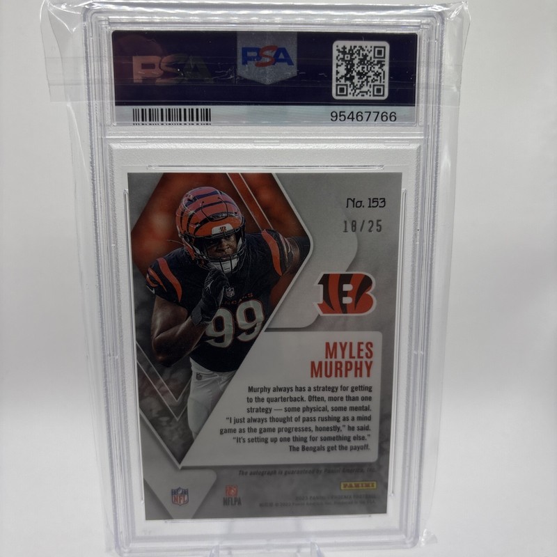 2023 Panini Phoenix Myles Murphy Auto Blue Ice /25 #153 PSA 10 POP 1 view 2