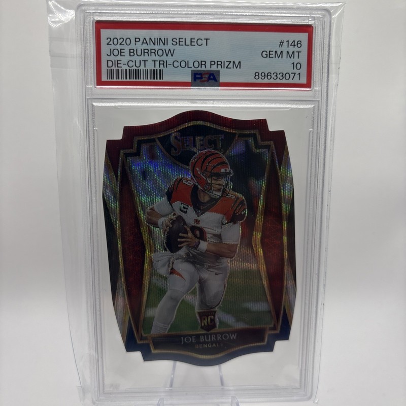 2020 Panini Select #46 Joe Burrow RC GEM-MT Die-Cut Tri-Color Prizm PSA 10 7812