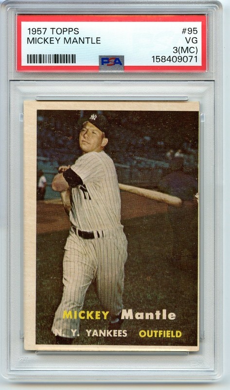 1957 Topps MICKEY MANTLE #95 - PSA 3 (MC) VG - New York Yankees - Newly Graded view 1