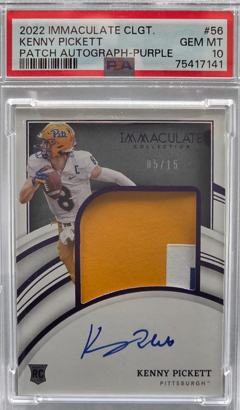 🔥 Kenny Pickett 2022 Immaculate Purple Jersey Auto /15 RC PSA 10 POP 1 🏈 PITT